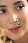 Buy_Do Taara_Green Polki Nosepin _at_Aza_Fashions