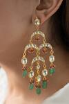 Buy_Do Taara_Green Stones Kundan Earrings _Online_at_Aza_Fashions