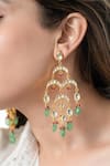 Buy_Do Taara_Green Stones Kundan Earrings _at_Aza_Fashions