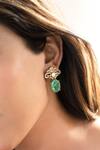Buy_Do Taara_Green Stones, Crystals Floral Polki Earrings _Online_at_Aza_Fashions