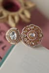 Shop_Do Taara_Gold Plated Pearls, Stones Floral Polki Ring _at_Aza_Fashions