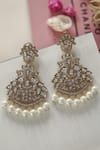 Shop_Do Taara_Gold Plated Pearls, Diamonds Victorian Floral Polki Earrings _at_Aza_Fashions