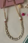 Shop_Do Taara_Gold Plated Polki Necklace _at_Aza_Fashions