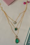 Shop_Do Taara_Green Layered Polki Necklace _at_Aza_Fashions