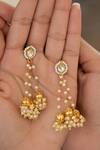 Shop_Do Taara_Gold Plated Pearls Kundan Dangler Earrings _at_Aza_Fashions