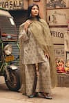 Buy_Gulabo Jaipur_Green Cambric, Cotton Round Neck Fiza Pista Straight Kurta Set _at_Aza_Fashions