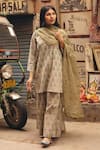 Gulabo Jaipur_Green Cambric, Cotton Round Neck Fiza Pista Straight Kurta Set _Online_at_Aza_Fashions