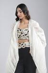 Shop_Anamika Khanna_Ivory Embroidery Open , Square Contrast Cape And Pant Set _Online_at_Aza_Fashions