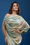 Buy_Tarun Tahiliani_Green Asymmetric Floral Pattern Dress _Online_at_Aza_Fashions