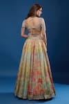 Shop_Tarun Tahiliani_Multi Color Beads, Sequins Notched Neck Floral Pattern Lehenga Set _at_Aza_Fashions