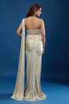 Shop_Tarun Tahiliani_Ivory Sequins, Beads, Embroidery Sweetheart Neck Concept Saree Set _at_Aza_Fashions