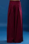 Tarun Tahiliani_Wine Sweetheart Neck Embroidered Corset And Trouser Set _Online_at_Aza_Fashions