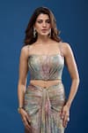 Tarun Tahiliani_Multi Color Sweetheart Neck Floral Pattern Concept Saree Set _Online_at_Aza_Fashions