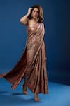 Shop_Tarun Tahiliani_Multi Color One Shoulder Floral Pattern Dress _Online_at_Aza_Fashions