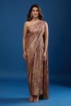 Tarun Tahiliani_Multi Color One Shoulder Floral Pattern Dress _at_Aza_Fashions