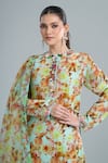 Buy_Anamika Khanna_Sky Blue Embroidery Round Neck Floral Print Kurta Set _Online_at_Aza_Fashions