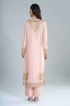 Shop_Anamika Khanna_Pink Embroidery, Beads Round Neck Kurta Set _at_Aza_Fashions