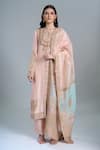 Shop_Anamika Khanna_Pink Embroidery, Beads Round Neck Kurta Set _Online_at_Aza_Fashions