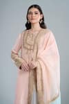 Anamika Khanna_Pink Embroidery, Beads Round Neck Kurta Set _at_Aza_Fashions