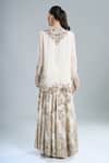 Anamika Khanna_Ivory Beads, Embroidery Round Neck Short Kurta Gharara Set _Online_at_Aza_Fashions