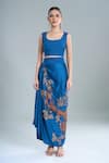 Buy_Anamika Khanna_Green Beads, Embroidery High , Round Beaded Cape And Draped Skirt Set _Online_at_Aza_Fashions