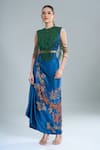 Buy_Anamika Khanna_Green Beads, Embroidery High , Round Beaded Cape And Draped Skirt Set _at_Aza_Fashions