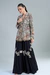 Anamika Khanna_Black Embroidery Blazer And Lehenga Set _Online_at_Aza_Fashions