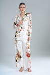 Buy_Anamika Khanna_Ivory Floral Blazer And Pant Set _at_Aza_Fashions