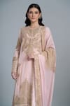 Buy_Anamika Khanna_Pink Embroidery Round Neck Straight Kurta Set _Online_at_Aza_Fashions