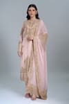 Buy_Anamika Khanna_Pink Embroidery Round Neck Straight Kurta Set _at_Aza_Fashions