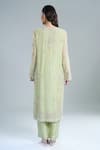 Anamika Khanna_Green Embroidery Round Neck Mint Straight Kurta Set _Online_at_Aza_Fashions