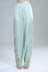Buy_Anamika Khanna_Blue Embroidery Asymmetric, One Shoulder Cape Pant Set _Online_at_Aza_Fashions