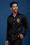 Buy_Rohit Bal_Black Poplin Embroidery Placed Parrot Shirt _at_Aza_Fashions