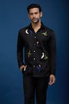 Rohit Bal_Black Poplin Embroidery Multi Birds Shirt _Online_at_Aza_Fashions