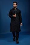 Buy_Rohit Bal_Black Chanderi Beads Embroidered Kurta Set _at_Aza_Fashions