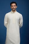 Shop_Rohit Bal_Ivory Chanderi Embroidery Kurta Set _Online_at_Aza_Fashions