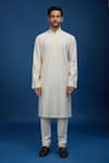 Rohit Bal_Ivory Chanderi Embroidery Kurta Set _at_Aza_Fashions