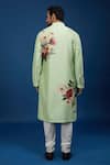 Shop_Rohit Bal_Green Chanderi Embroidery Floral Print Kurta Set _at_Aza_Fashions
