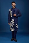 Buy_Rohit Bal_Blue Chanderi Embroidery Floral Kurta Set _at_Aza_Fashions