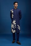 Buy_Rohit Bal_Blue Chanderi Embroidery Floral Kurta Set _Online_at_Aza_Fashions