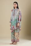 Rajdeep Ranawat_Multi Color Embroidery Mandarin Collar Printed Kaftan Shirt Tunic _Online_at_Aza_Fashions
