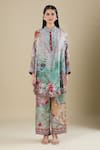 Shop_Rajdeep Ranawat_Multi Color Embroidery Mandarin Collar Printed Kaftan Shirt Tunic _Online_at_Aza_Fashions