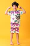 Buy_Anthrilo_White Cotton Graphic Print T-shirt And Shorts Set _at_Aza_Fashions