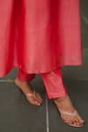 Buy_KAJAL AGRAWAL_Pink Chanderi Silk Embroidery Round Neck Ishra Kurta Set _Online_at_Aza_Fashions