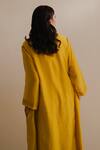 Shop_KAJAL AGRAWAL_Yellow Chanderi Silk Round Neck Akhil Handwoven Kurta Set _at_Aza_Fashions