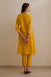 Shop_KAJAL AGRAWAL_Yellow Silk, Embroidery Round Neck Nina Kurta Set _at_Aza_Fashions