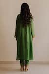 Shop_KAJAL AGRAWAL_Green Handloom Cotton Embroidery Round Neck Gaur Handwoven Kurta Set _at_Aza_Fashions