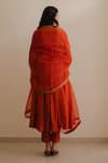Shop_KAJAL AGRAWAL_Rust Chanderi Silk Embroidery Round Neck Medha Handwoven Kurta Set _at_Aza_Fashions