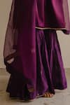 Buy_KAJAL AGRAWAL_Purple Chanderi, Organza Embroidery V-neck Narula Kurta Set _Online_at_Aza_Fashions