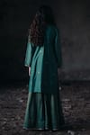 Shop_KAJAL AGRAWAL_Green Chanderi Silk, Handloom Cotton Flowers And Moon Handwoven Kurta Set _at_Aza_Fashions